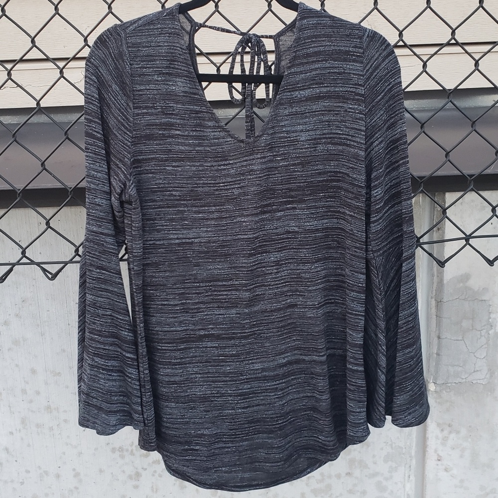 NWOT Loft heathered grey bell sleeve top